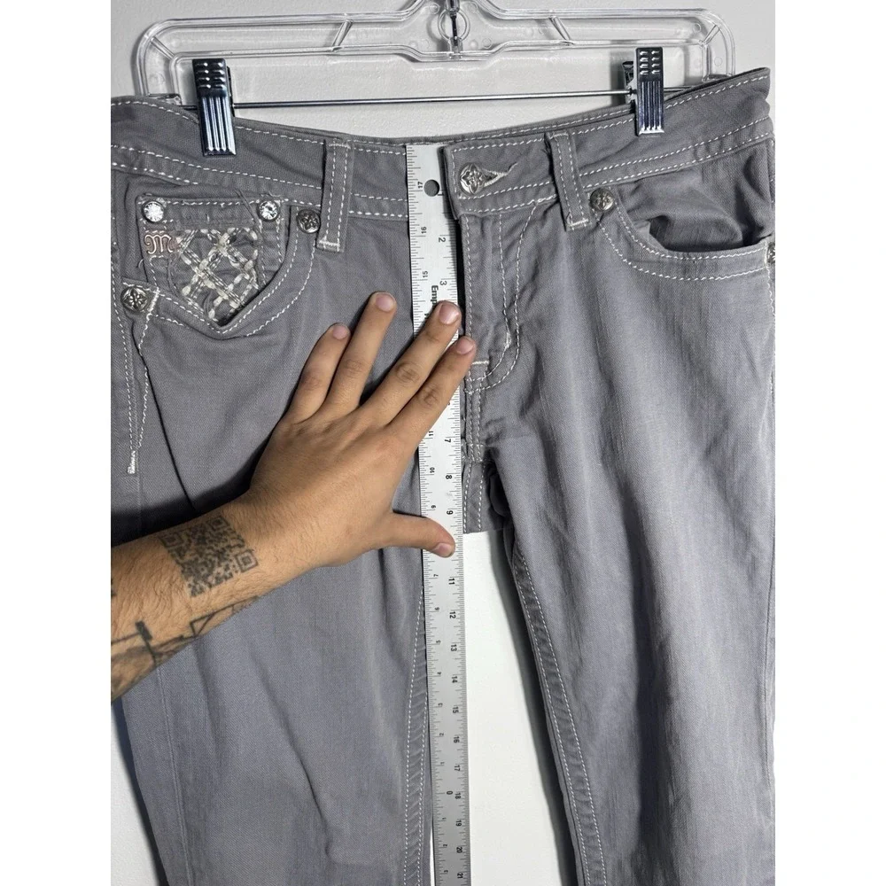 Miss Me Womens Skinny Jeans Size 28 Grey Cross Angel Wings Rhinestone JP5558S5 - Picture 10 of 12